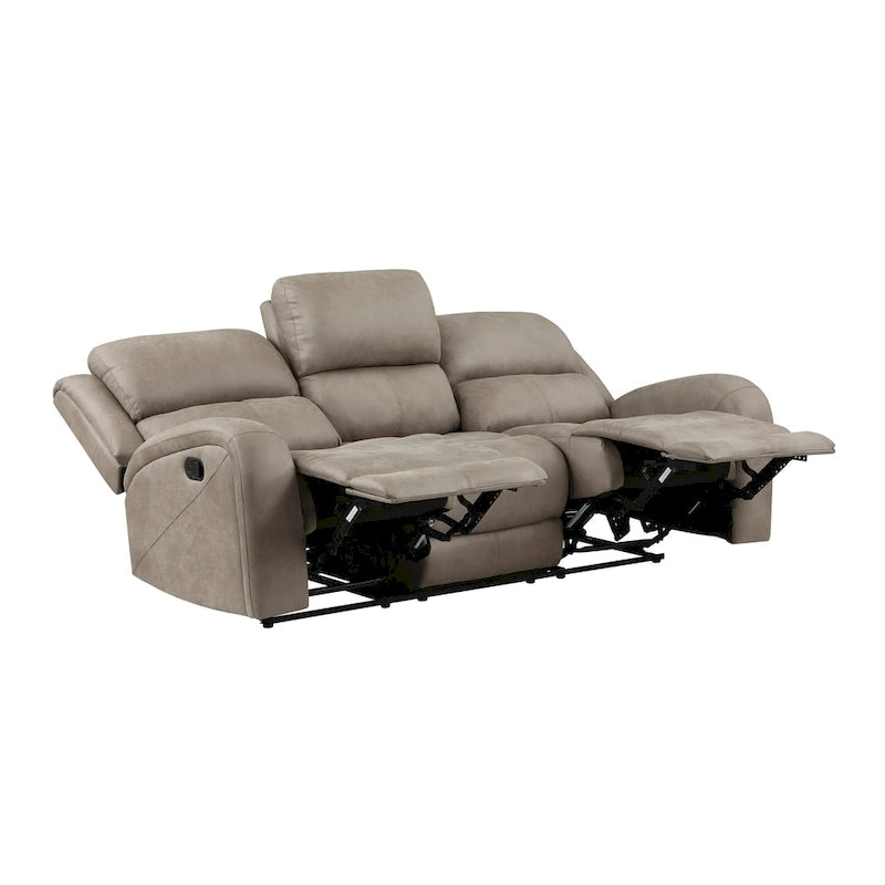Canapé inclinable manuel double Patsy 85 pouces, microfibre marron à dossier capitonné
