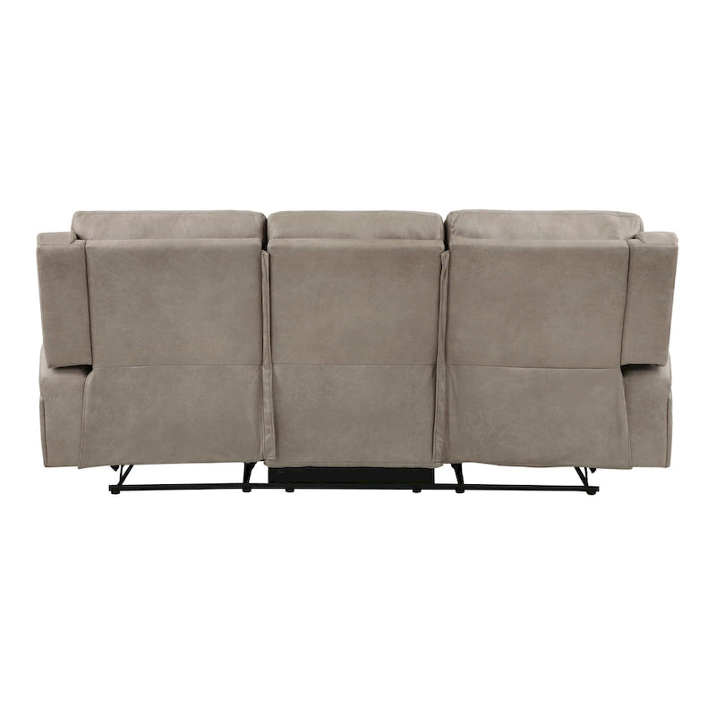 Canapé inclinable manuel double Patsy 85 pouces, microfibre marron à dossier capitonné