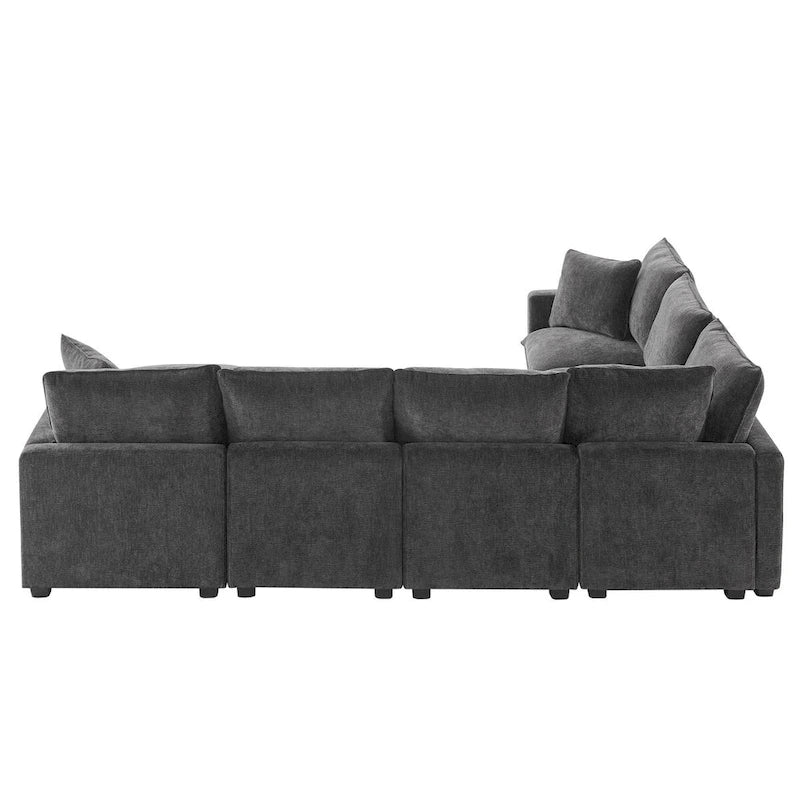 Nestfair Canapé modulaire moderne en forme de U, 7 places, en tissu chenille, avec 2 oreillers inclus