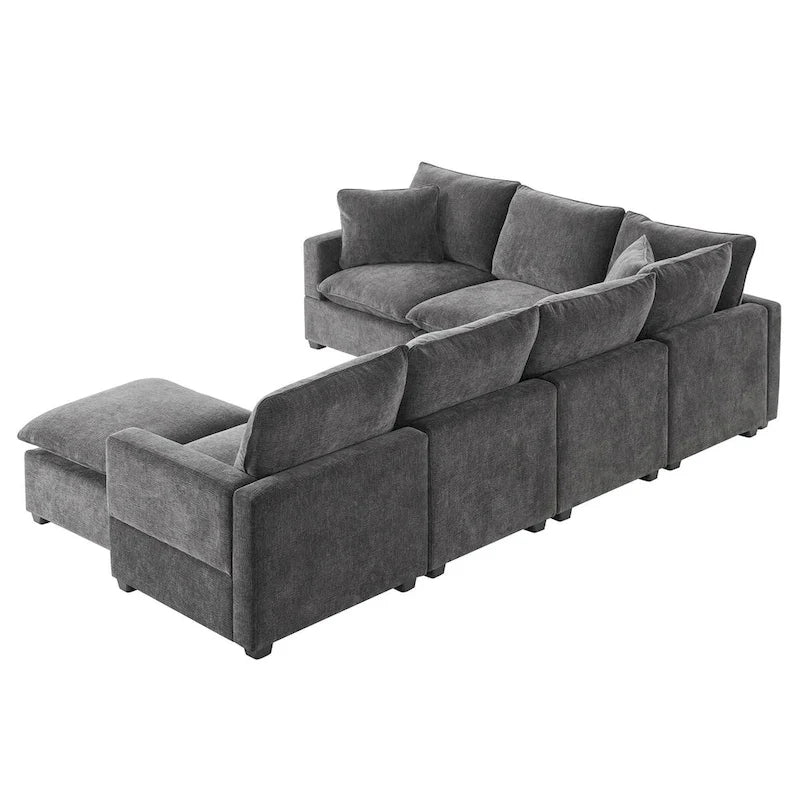 Nestfair Canapé modulaire moderne en forme de U, 7 places, en tissu chenille, avec 2 oreillers inclus