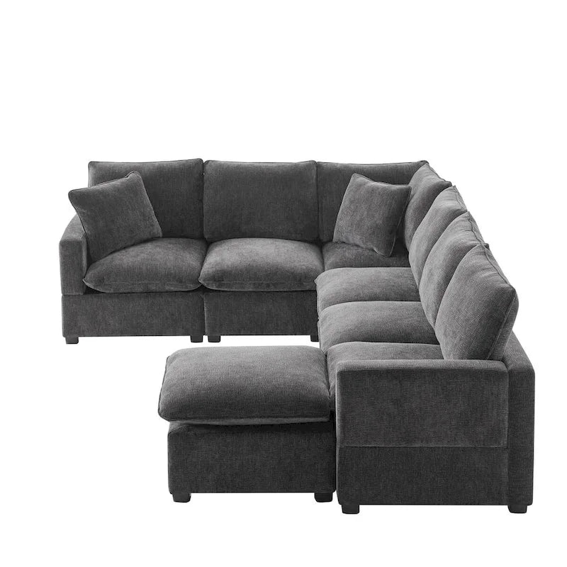 Nestfair Canapé modulaire moderne en forme de U, 7 places, en tissu chenille, avec 2 oreillers inclus