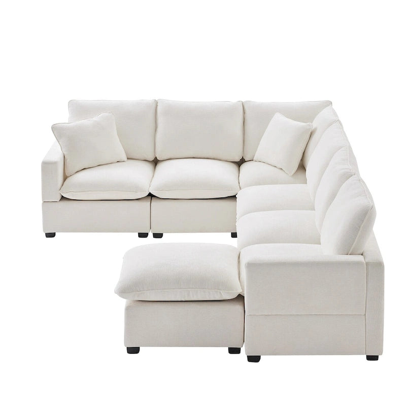 Nestfair Canapé modulaire moderne en forme de U, 7 places, en tissu chenille, avec 2 oreillers inclus