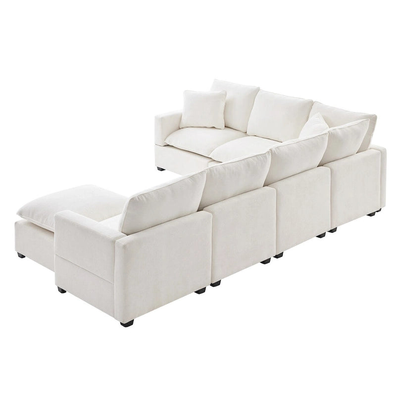 Nestfair Canapé modulaire moderne en forme de U, 7 places, en tissu chenille, avec 2 oreillers inclus