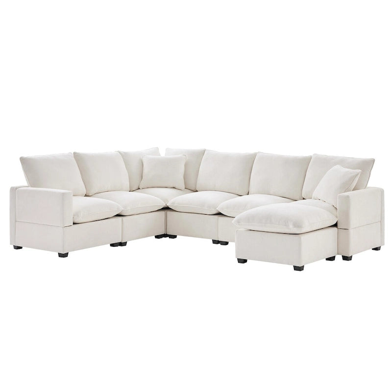 Nestfair Canapé modulaire moderne en forme de U, 7 places, en tissu chenille, avec 2 oreillers inclus