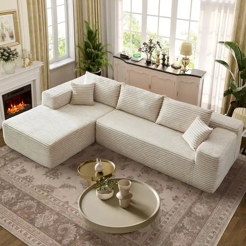 Canapé chaise longue en peluche OVIOS, aucun assemblage requis