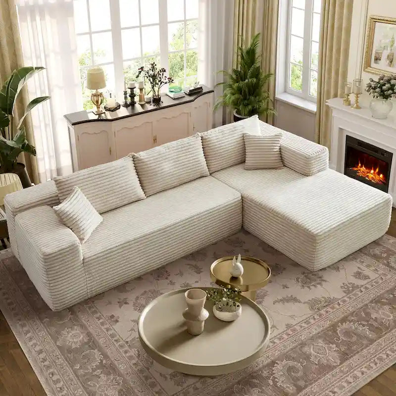 Canapé chaise longue en peluche OVIOS, aucun assemblage requis