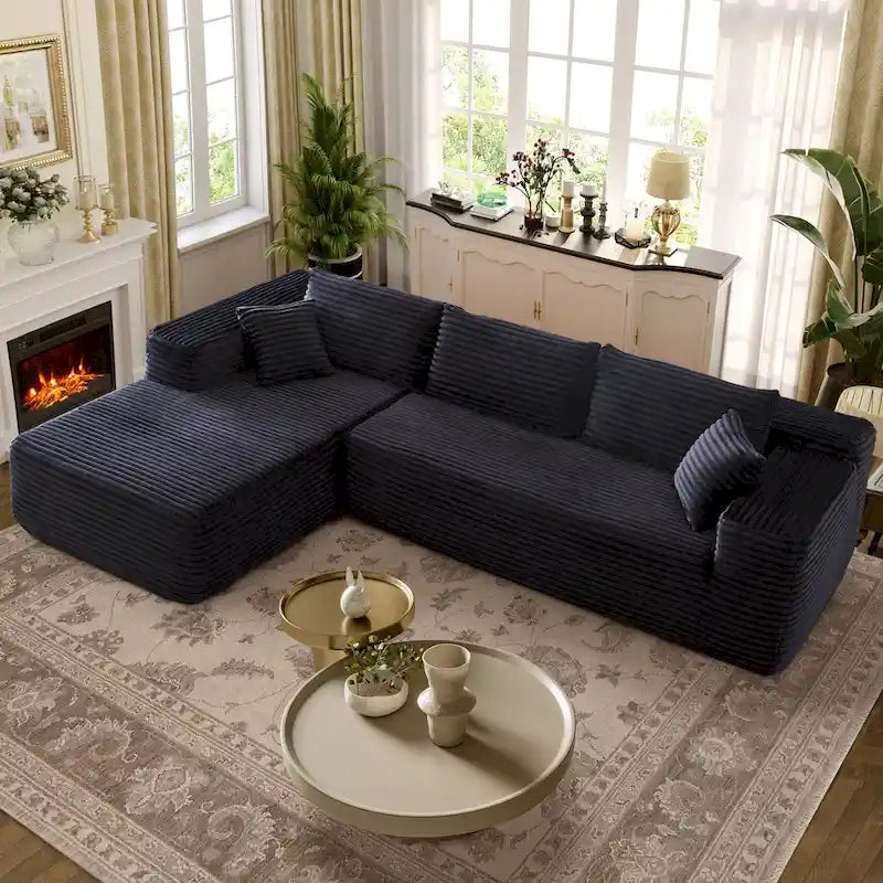 Canapé chaise longue en peluche OVIOS, aucun assemblage requis