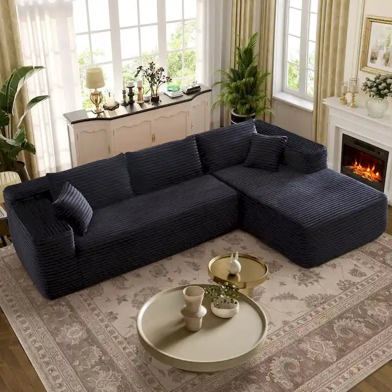 Canapé chaise longue en peluche OVIOS, aucun assemblage requis