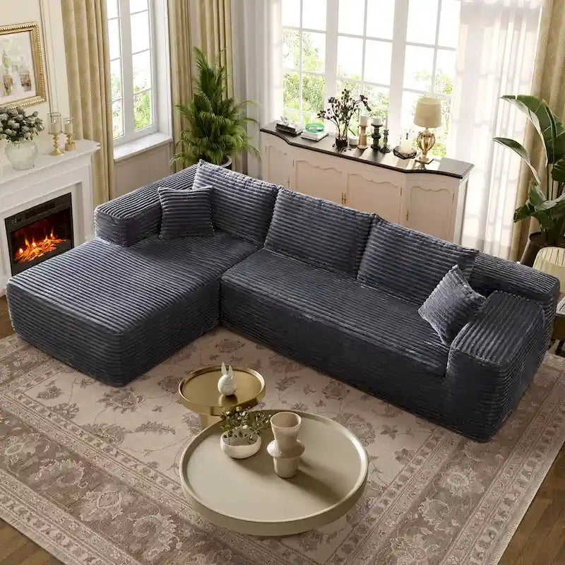 Canapé chaise longue en peluche OVIOS, aucun assemblage requis