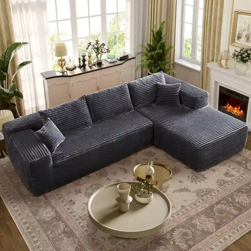 Canapé chaise longue en peluche OVIOS, aucun assemblage requis