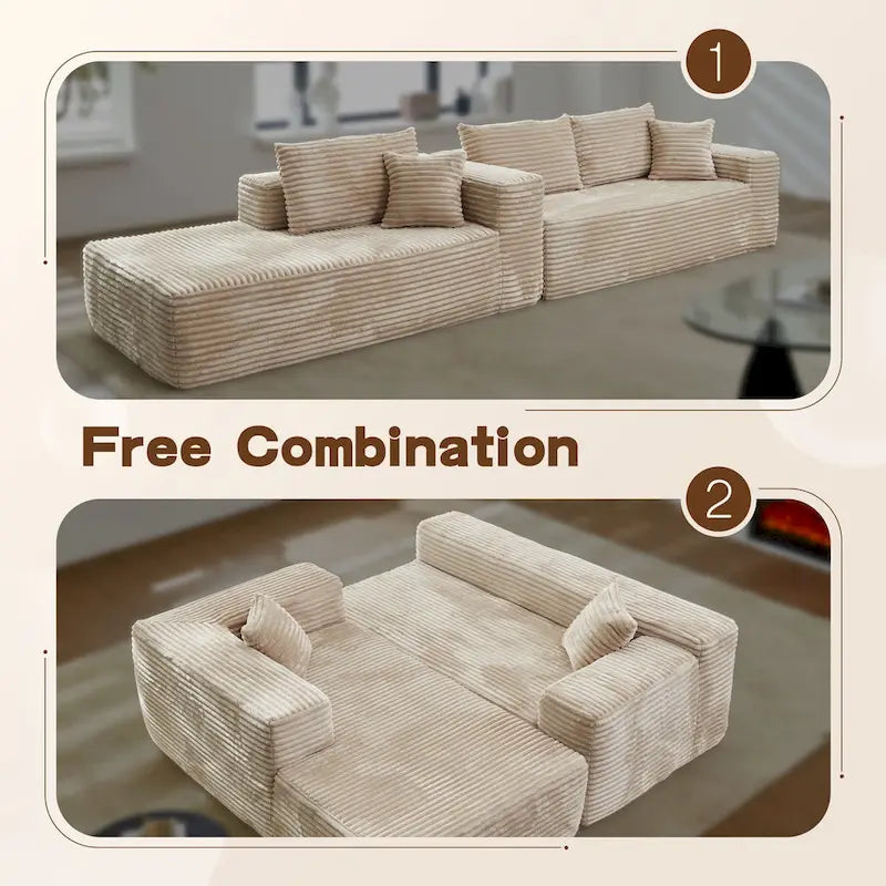 Canapé chaise longue en peluche OVIOS, aucun assemblage requis