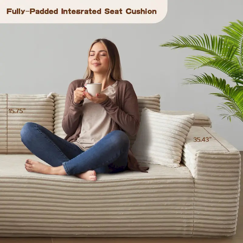 Canapé chaise longue en peluche OVIOS, aucun assemblage requis