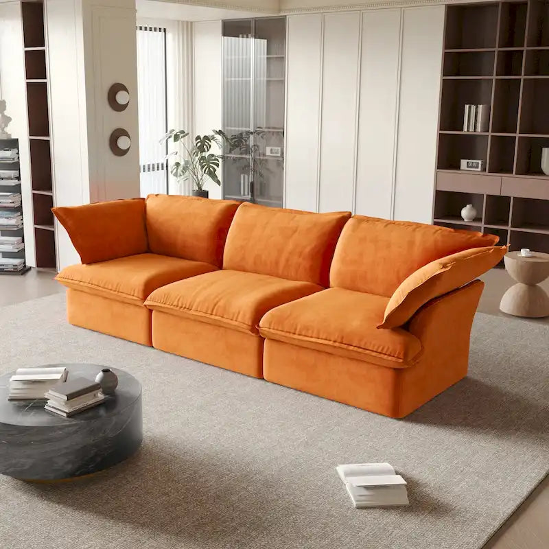 Canapé modulable, canapé 3 ou 4 places en velours, canapé confortable de style minimaliste pour salon et appartement