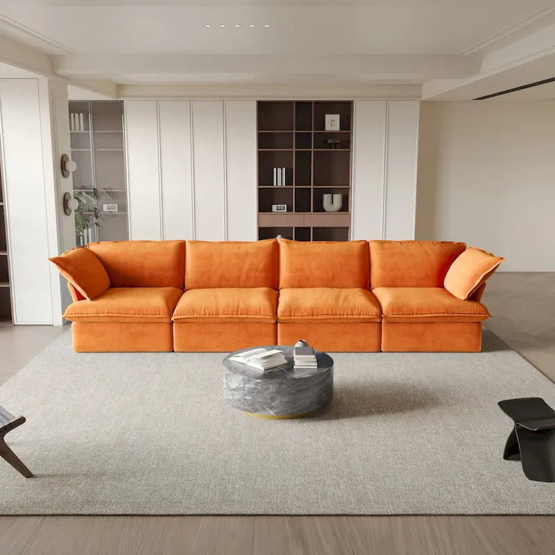 Canapé modulable, canapé 3 ou 4 places en velours, canapé confortable de style minimaliste pour salon et appartement