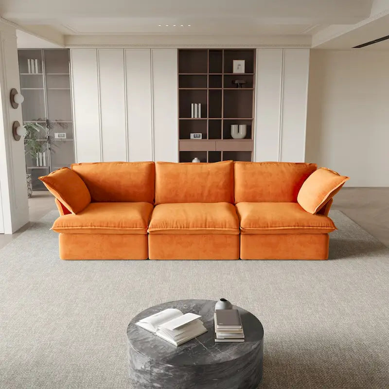 Canapé modulable, canapé 3 ou 4 places en velours, canapé confortable de style minimaliste pour salon et appartement