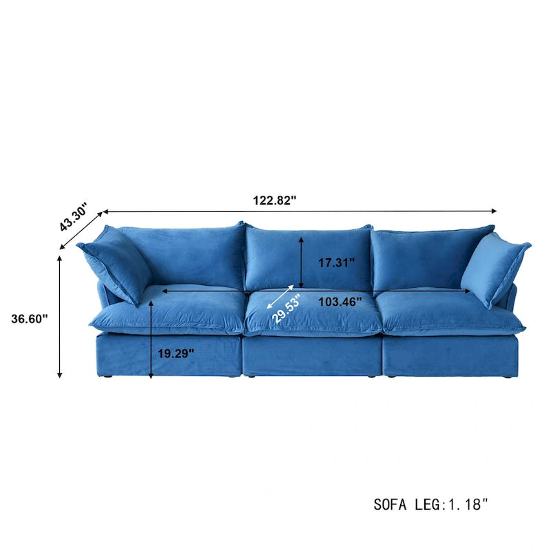 Canapé modulable, canapé 3 ou 4 places en velours, canapé confortable de style minimaliste pour salon et appartement