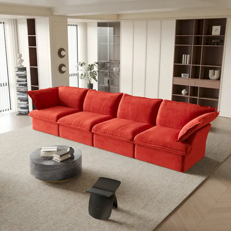 Canapé modulable, canapé 3 ou 4 places en velours, canapé confortable de style minimaliste pour salon et appartement