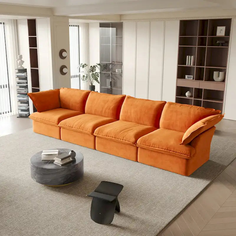 Canapé modulable, canapé 3 ou 4 places en velours, canapé confortable de style minimaliste pour salon et appartement