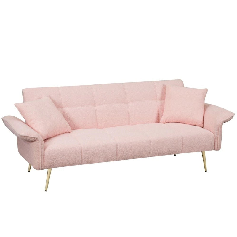 Canapé-lit futon convertible en polaire Teddy moderne de 70 pouces