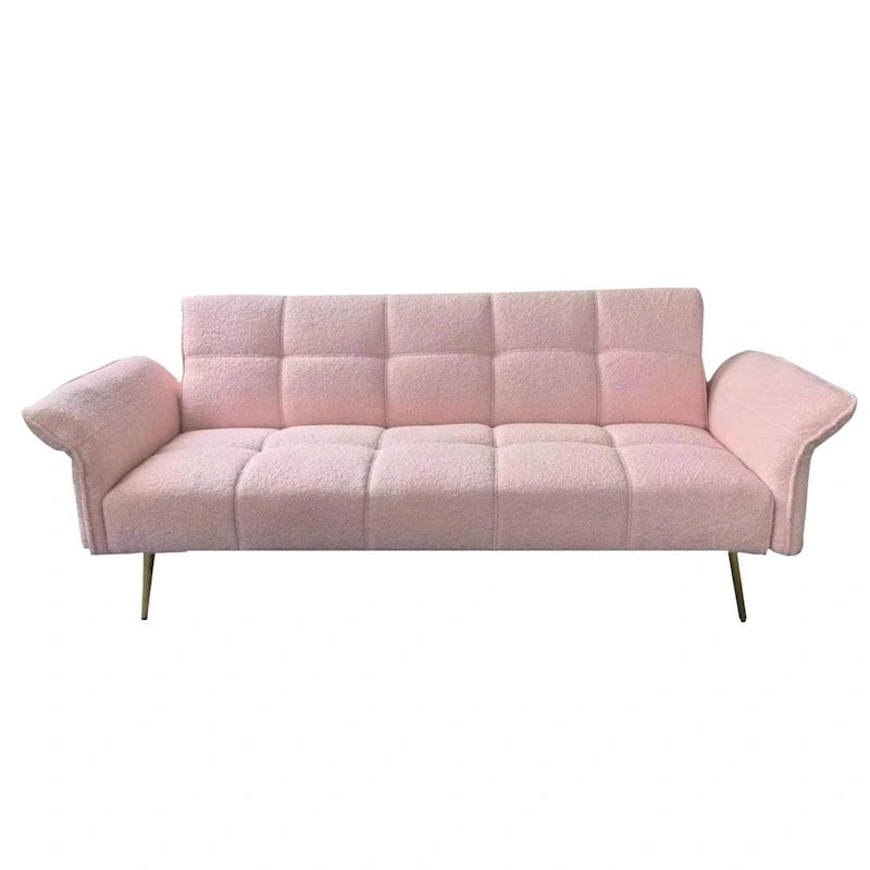 Canapé-lit futon convertible en polaire Teddy moderne de 70 pouces