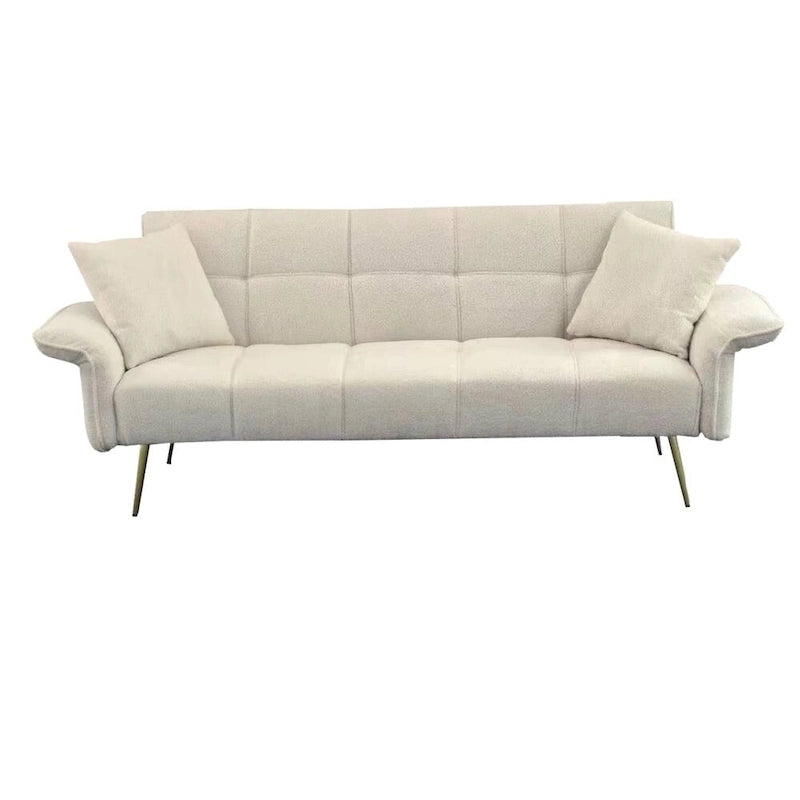 Canapé-lit futon convertible en polaire Teddy moderne de 70 pouces
