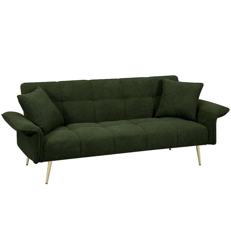 Canapé-lit futon convertible en polaire Teddy moderne de 70 pouces