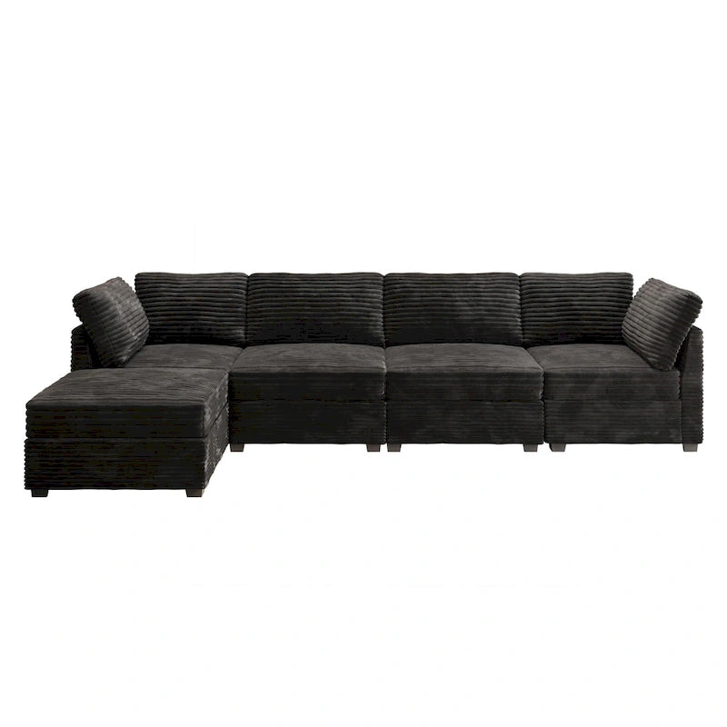 Canapé d'intérieur OVIOS avec pouf et rembourrage en peluche profonde