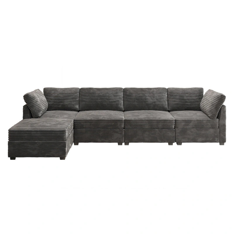Canapé d'intérieur OVIOS avec pouf et rembourrage en peluche profonde