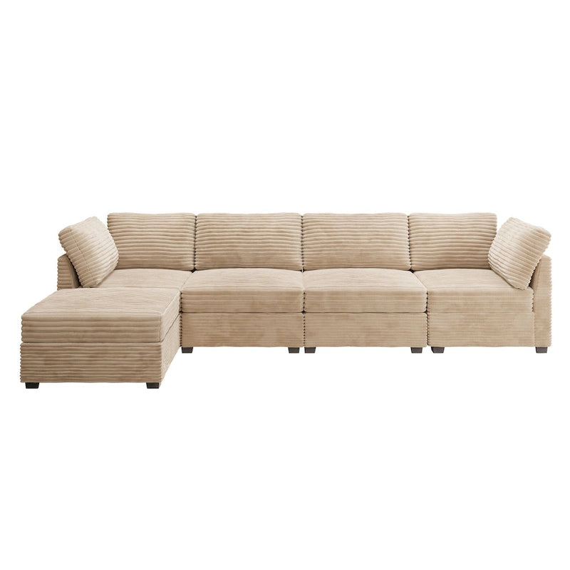 Canapé d'intérieur OVIOS avec pouf et rembourrage en peluche profonde