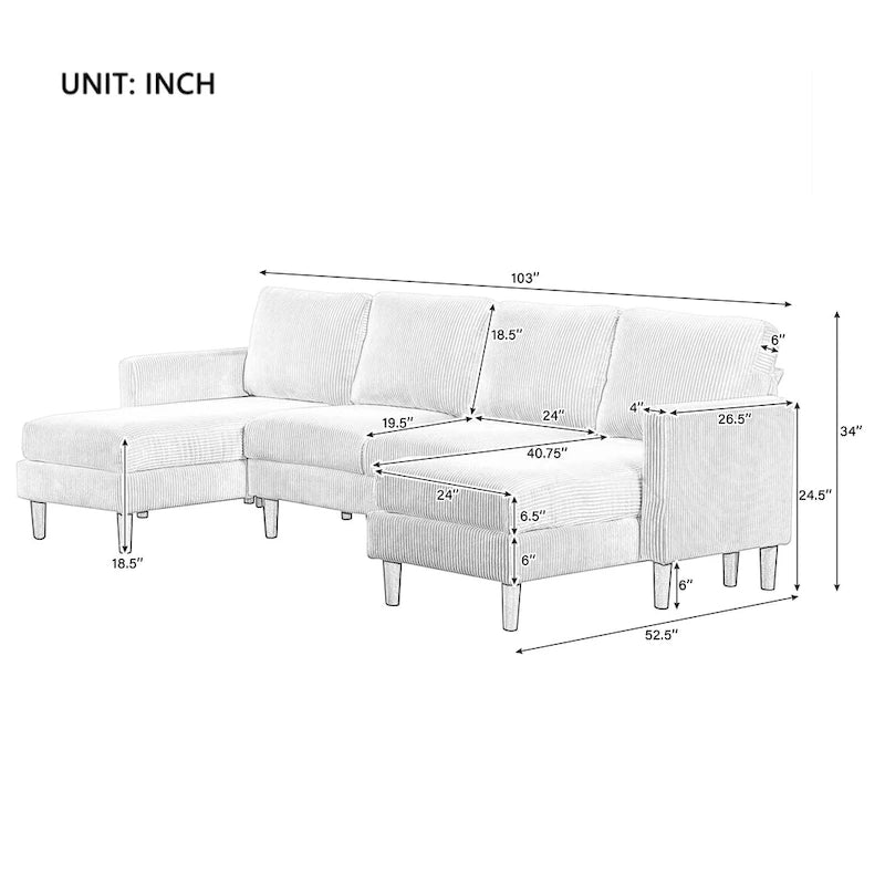 Canapé d'angle en U 103W,
