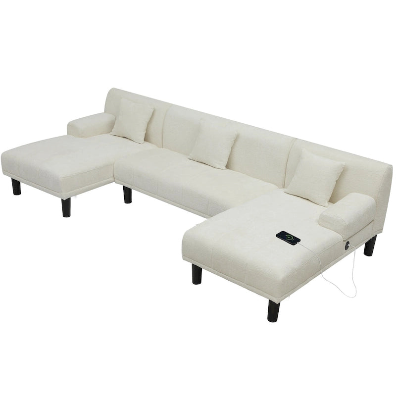 Canapés modulaires Moasis en forme de U en chenille, canapé modulaire moderne - 45,6L x 106,3P x 26,7H