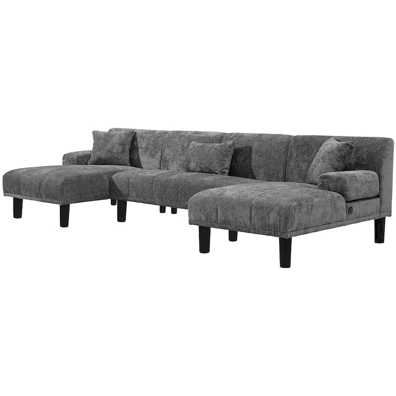 Canapés modulaires Moasis en forme de U en chenille, canapé modulaire moderne - 45,6L x 106,3P x 26,7H