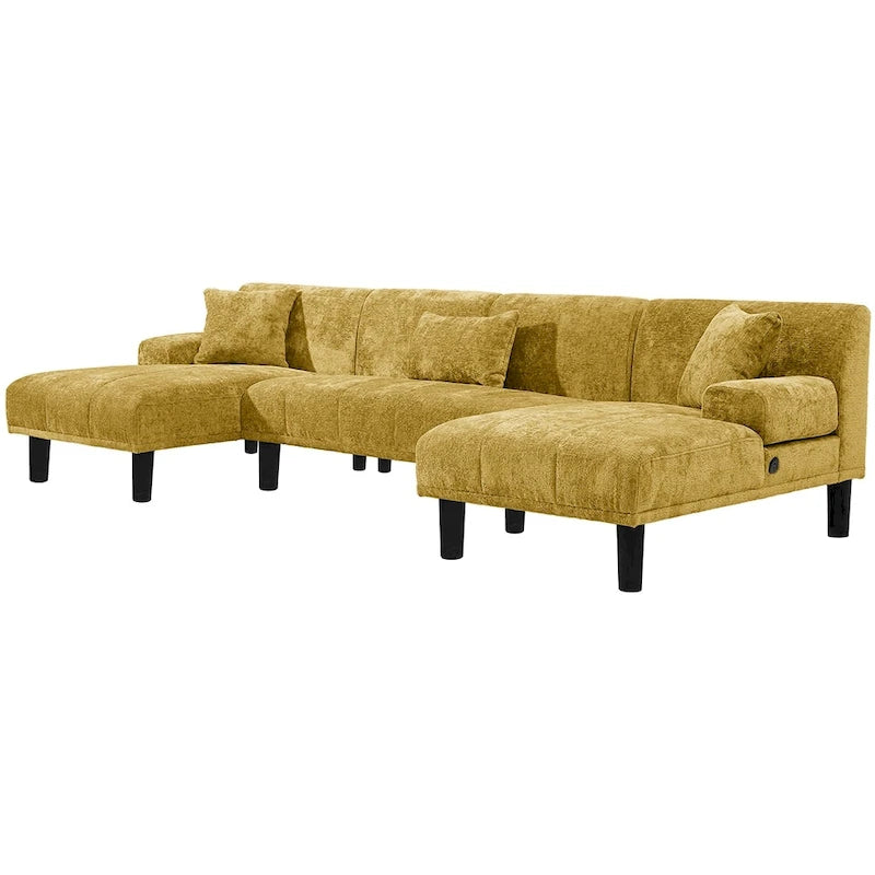 Canapés modulaires Moasis en forme de U en chenille, canapé modulaire moderne - 45,6L x 106,3P x 26,7H