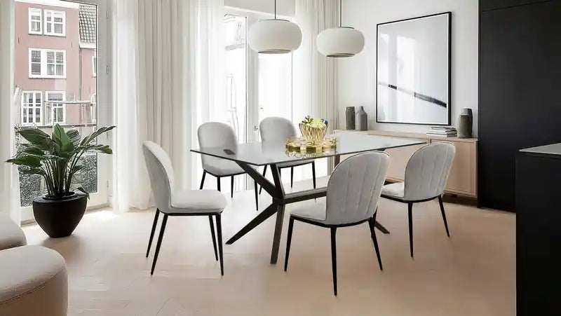 Chaise de salle à manger en tissu aspect lin