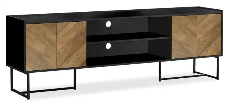 Archer 71 Modern TV Stand with Storage and Cable Management for TVs up to 80- Black and Brown Two