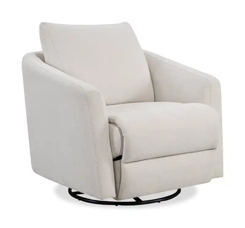 Cindy Crawford Home Aspen 33.5 Fabric Swivel Power Reclining Chair with Power Footrest - Alabaster