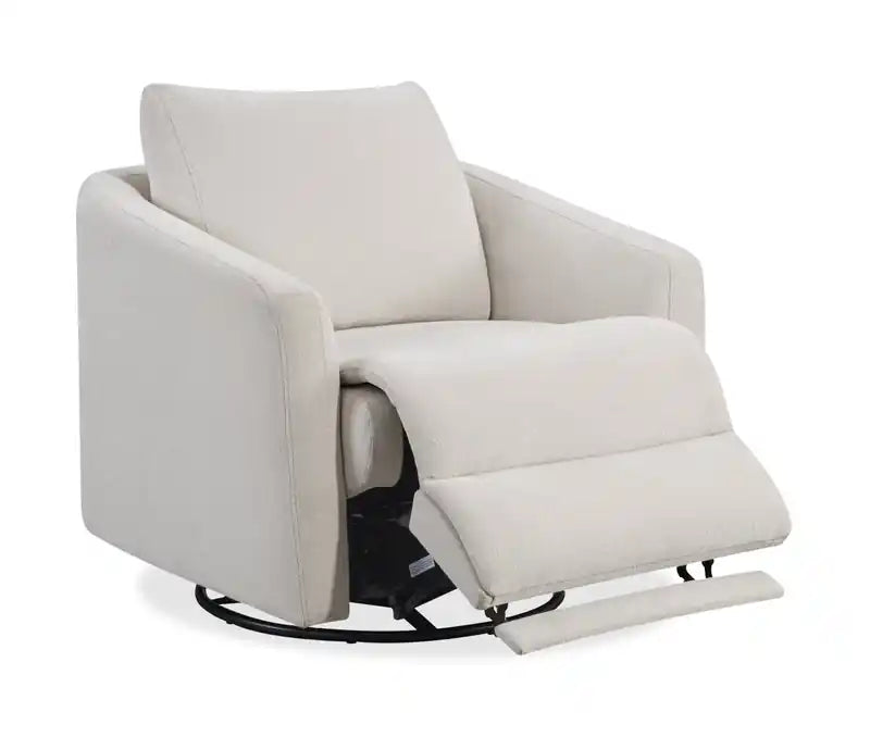 Fauteuil inclinable électrique pivotant en tissu de 33,5 po avec repose-pieds électrique - Alabaster