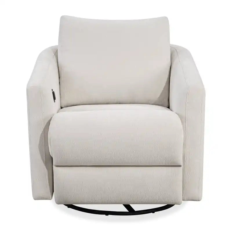 Fauteuil inclinable électrique pivotant en tissu de 33,5 po avec repose-pieds électrique - Alabaster
