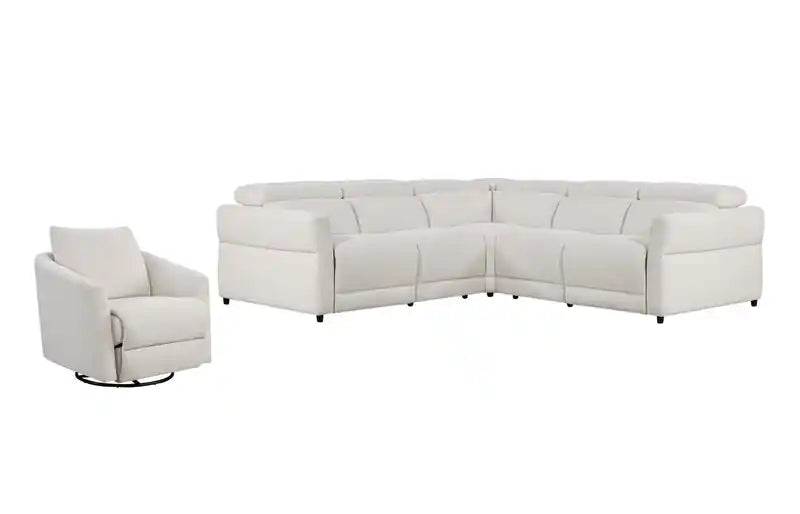 Fauteuil inclinable électrique pivotant en tissu de 33,5 po avec repose-pieds électrique - Alabaster