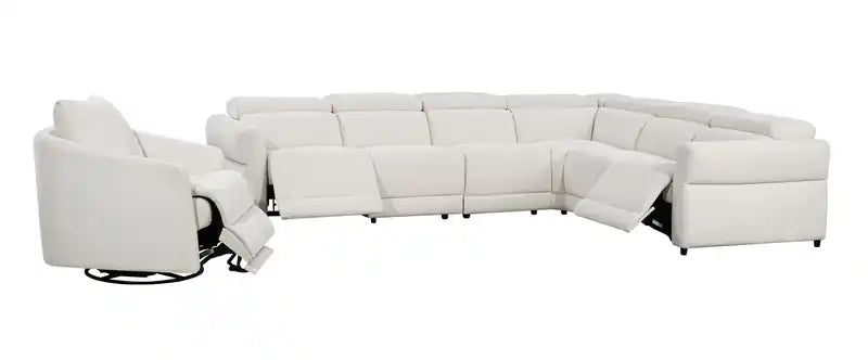 Fauteuil inclinable électrique pivotant en tissu de 33,5 po avec repose-pieds électrique - Alabaster
