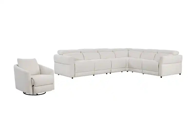 Fauteuil inclinable électrique pivotant en tissu de 33,5 po avec repose-pieds électrique - Alabaster
