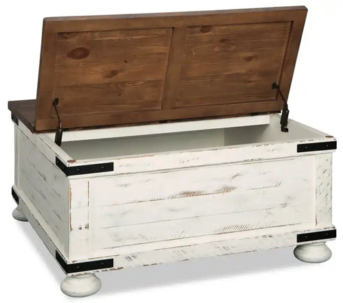 Benjy 36 Rustic Coffee Table Trunk with Storage - Two Tone Wood