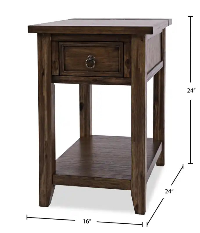16 Table d'appoint avec rangement, étagère et port USB