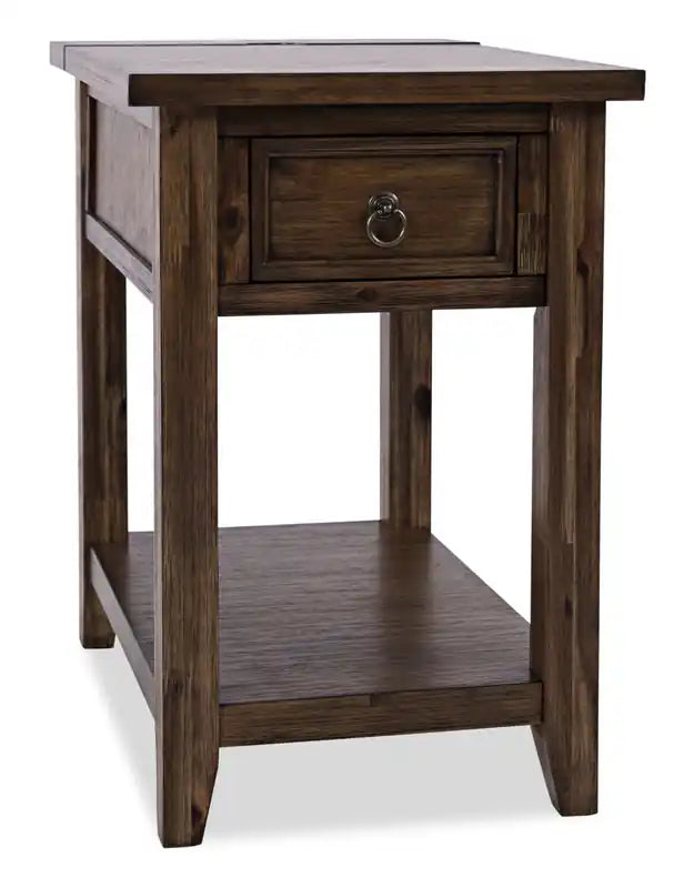 16 Table d'appoint avec rangement, étagère et port USB