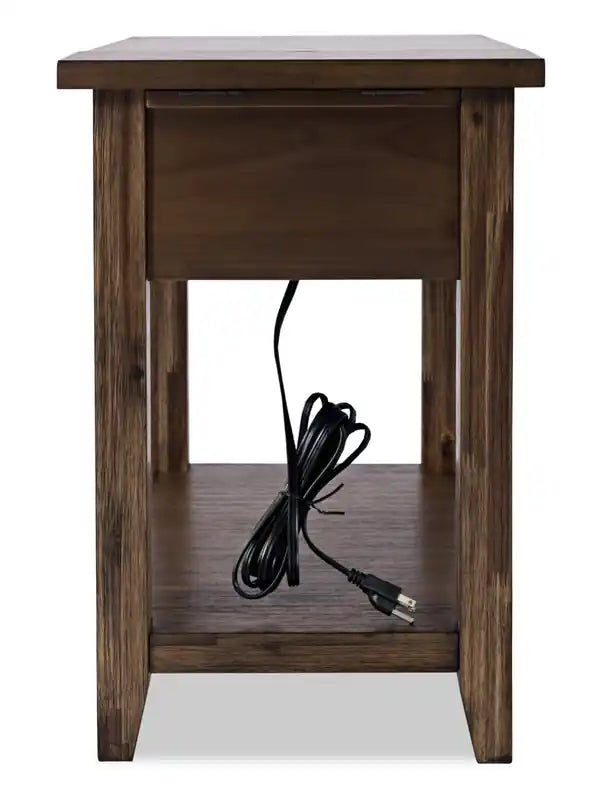 16 Table d'appoint avec rangement, étagère et port USB