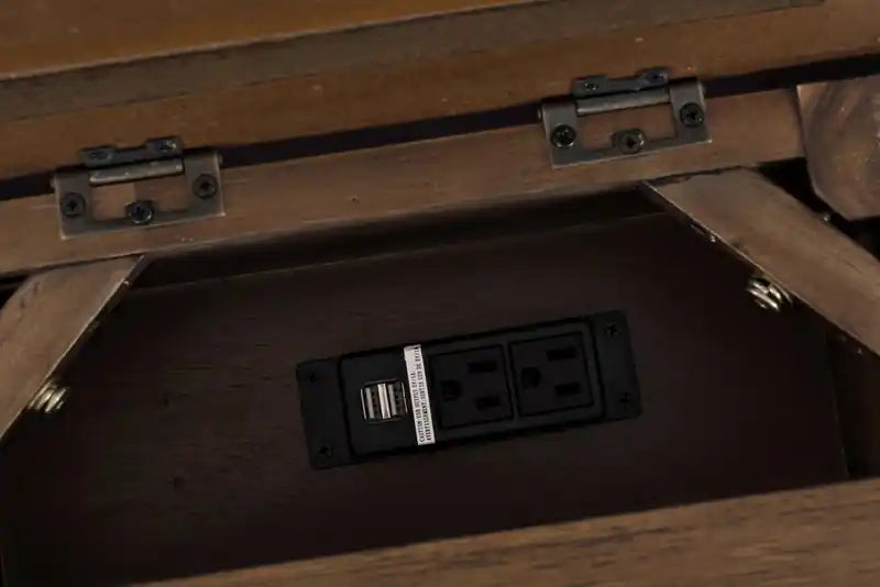 16 Table d'appoint avec rangement, étagère et port USB