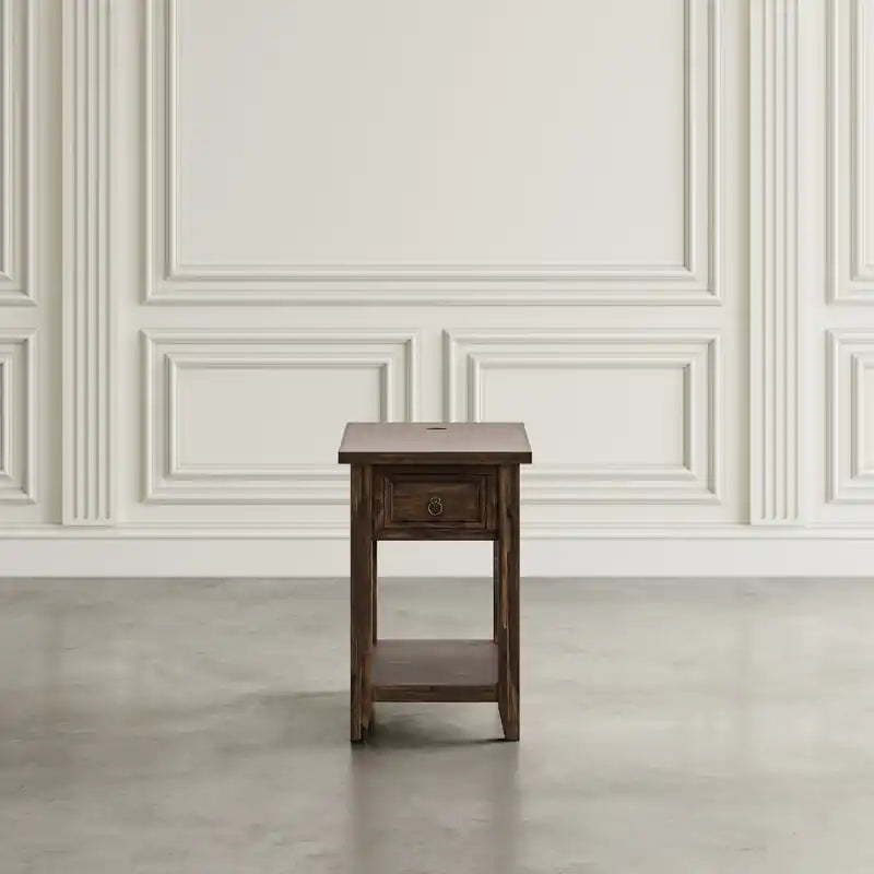 16 Table d'appoint avec rangement, étagère et port USB