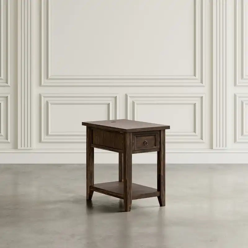 16 Table d'appoint avec rangement, étagère et port USB