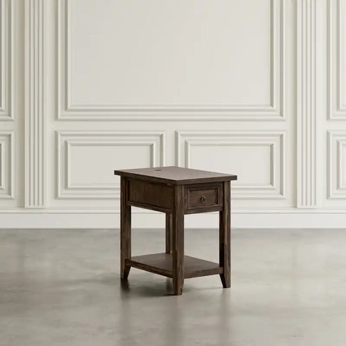 16 Table d'appoint avec rangement, étagère et port USB