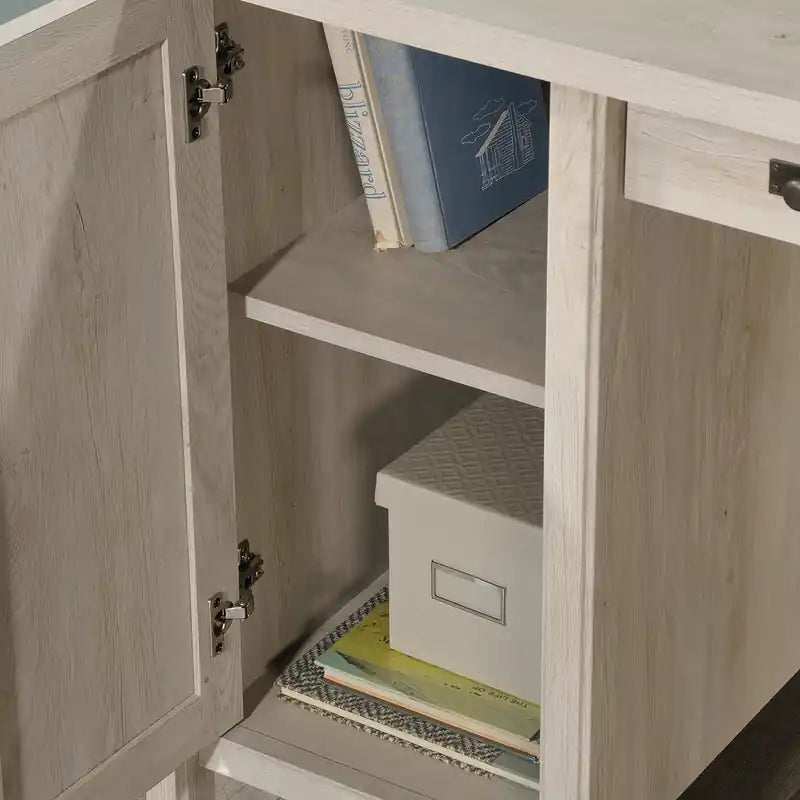 59,06 po Bureau informatique de qualité commerciale avec 2 tiroirs et armoire – Chêne cérusé